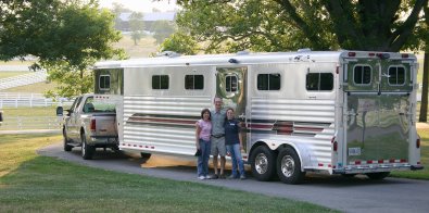 Bits & Bytes Farm's 4 Star horse trailer on the road in Kentucky
