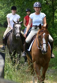 Visitors do a test trail ride.