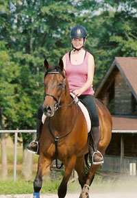Ex-race horse, Knight Villain schools at Big Bear with him mom Tammy Gullet. August 4, 2007