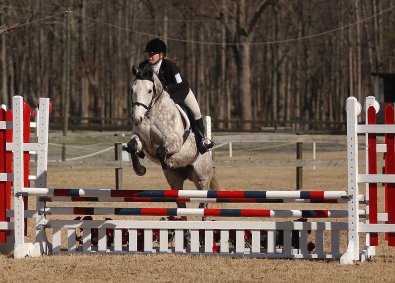 Stadium jumping with Smokey.