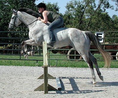 Amy jumps "Smokey" bareback. - September 2005