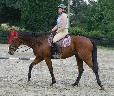 Elizabeth's first ride on Snowdance Kid.