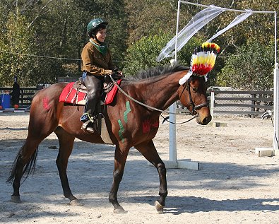 Austin's Wolf was one of our Prospect Horses. He is dressed as an Indian pony who has been captured by cowboy Jordie. October 29, 2005