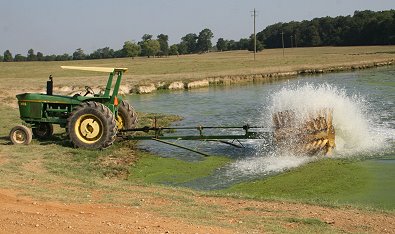 Aerators churn water up to ten feet in the air while making a lot of spashing noise.