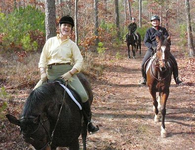 The hunter pace took us through the woods and across wide open fields where we galloped.