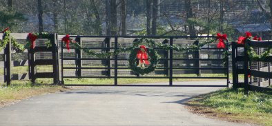 The entrance of Bits & Bytes Farm is decorated for the holidays!