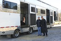 Megan and Barry check out the Lipizzaner Stallions' trailer