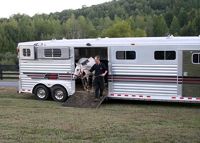 Cobb County arrives at his new home in the north Georgia mountains near Helen, GA.