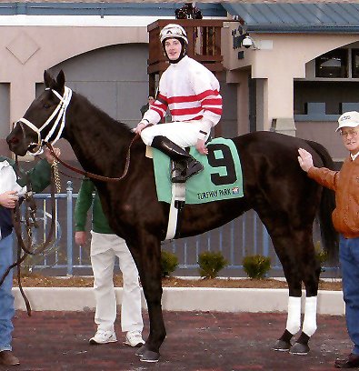 "Coin" in the winner's circle with the winningest jockey of the year - Eclispe 