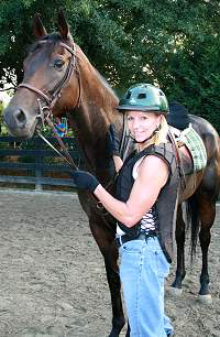 Loui Padgett gets to ride "River" for the first time. July 30, 2007 