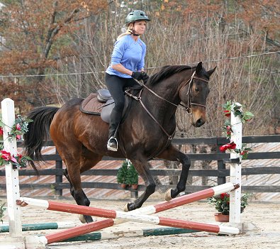 Ex-race horse - K O River Crossing is learning to jump - and so is his mom!