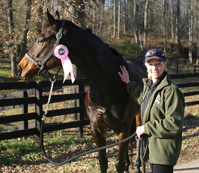 K O River Crossing took home a pink ribbon at his first "field trip" off-the-farm. 