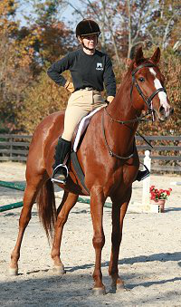 Flame Boyant gives a test ride to fox hunter MaryAnn Gerling. November 18, 2007