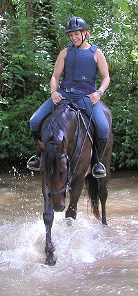 Broadway Joe and Rachael cool off in the creek.