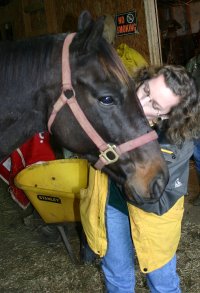 "Friend of Bits & Bytes Farm" Linda Ross did the "Snuggle Test" on Charlie to see if he would be up to our standard of loving.