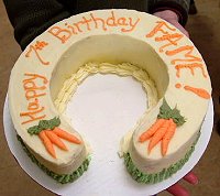 Linda Brown made a carrot cake for Fame for a Day's birthday party.