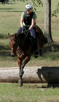 French Made aka Fred E. and mom schooling cross-country fences. - October 2005