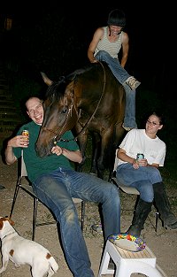 Irish Morning Mist enjoyed the party as Elisa's chair.