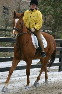 Lucky and Jennifer riding in the ice storm.