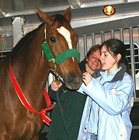 Meg greets Lylle as she arrives at her new home. March 2004