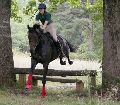 Two Thumbs Up and Marie jumping cross country fences for the first time together. - May 29, 2005