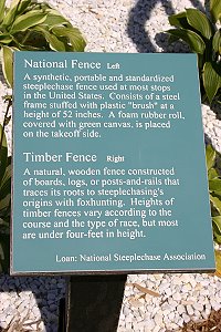 A sign describing a typical steeplechase fence.