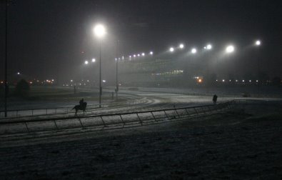 Training does not stop for snow. Turfway Race track - February 18, 2006