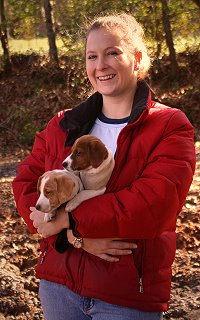 Leighton and the puppies.