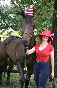 Lise Matte and Brewster all decked out.