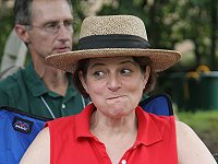 Elizabeth tries some new food.