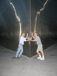 Zeb and Barry hold up the arch