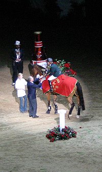Meredith Michaels Beerbaum, of Germany, rode her 12 year old Hannoverian gelding, Shutterfly, to win her first World Cup.