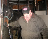 Our horse van driver Randy Meyers unloads "Josh".